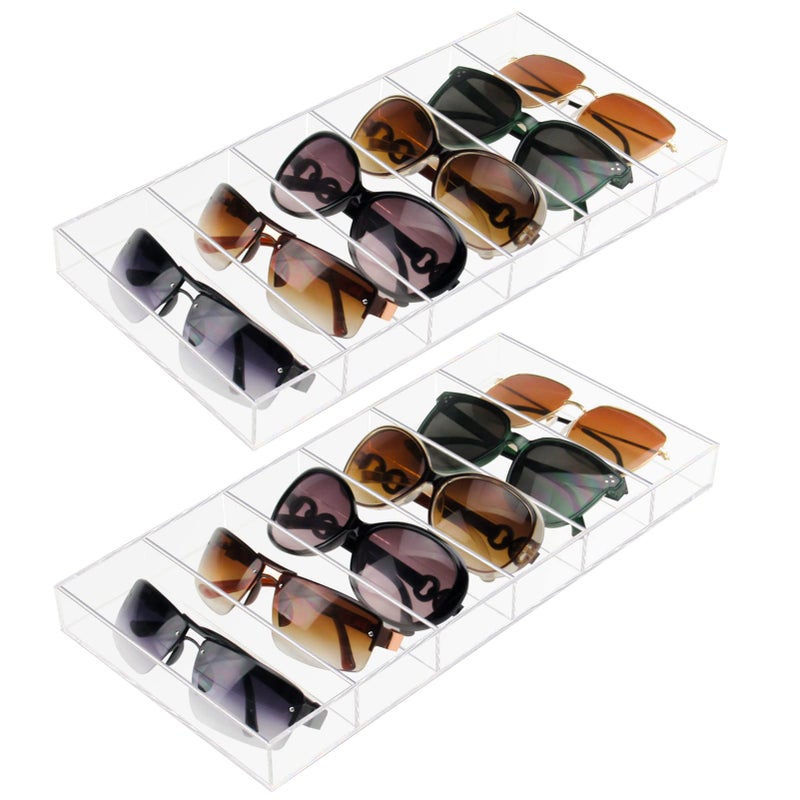 Weiai Weiai Acrylic Sunglass Organizer Eyeglass Case Storage with 6 Slots for Multiple Glasses  2 Pack Clear 