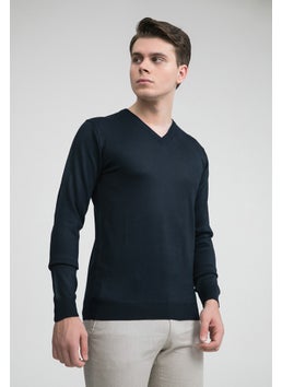 D'S DAMAT Regular Fit Navy Blue Plain Knit 5HF060632003D  - Image 3