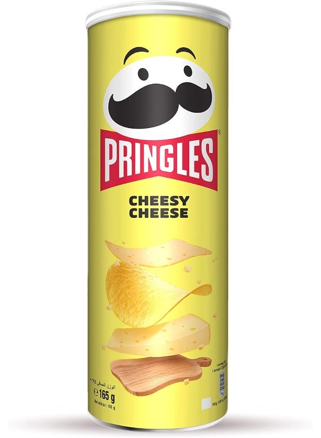 Pringles برينجلز بنكهة الجبنة - رقائق بطاطس - 165جم - وجبة خفيفة مقرمشة - طعام خفيف مقرمش للأفلام والألعاب والمزيد - علبة مناسبة للسفر - Image 1