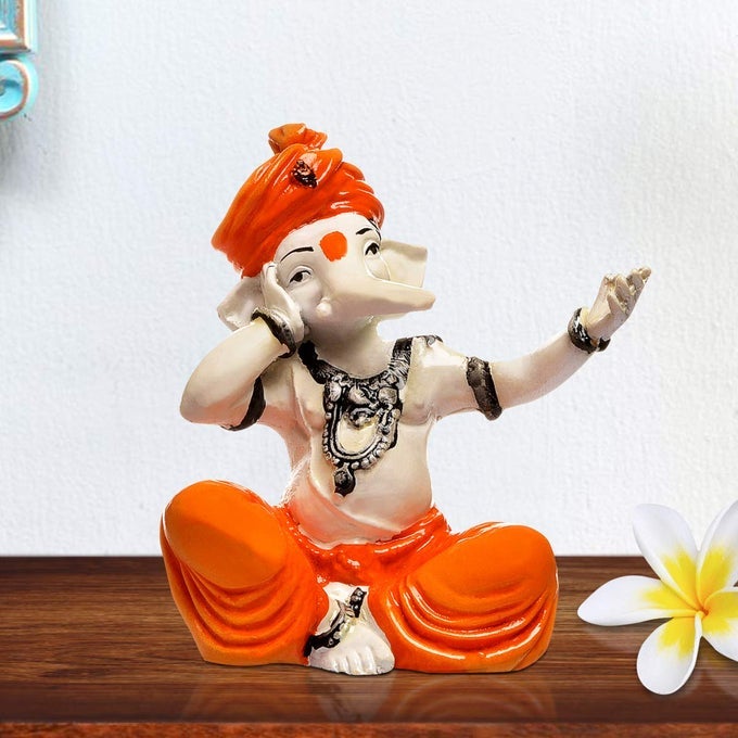 INDIA HANDCRAFTED POLYRESIN ECO FRIENDLY LORD GANESHA GANPATI IDOL FIGURINE LORD GANESHA STATUE FOR HOME DECORATION MULTICOLOR