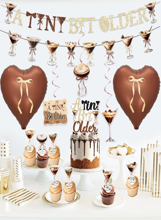 FINDRICH 53Pcs Espresso Martini Birthday Party Decorations, A Tiny Bit Older Birthday Decorations Glitter Banner Cake Topper Balloons Ribbon for Girls Martini Bachelorette Bridal Shower Party Supplies - Image 5