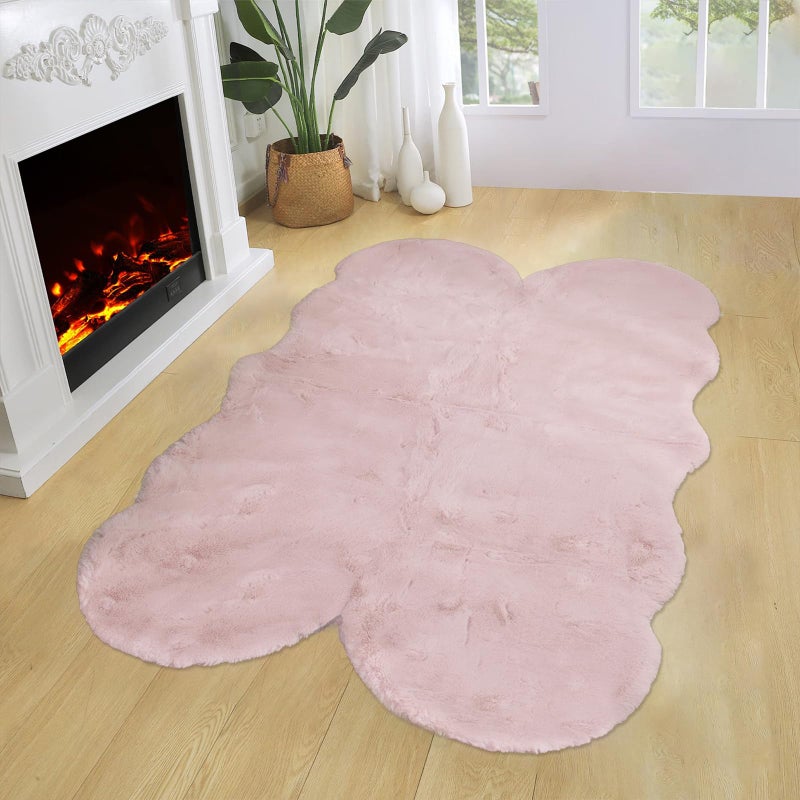 Latepis Light Pink Accent 4x6 Carpet for Girls Room Non-Slip Faux Rabbit Fur Rug Alfombras para Habitacion Washable Fluffy Rug for Living Room Bedroom and Play Room - Image 1
