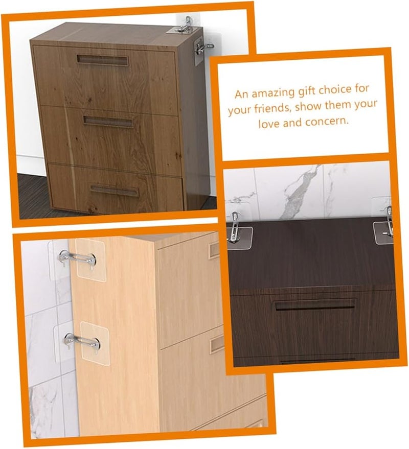 8 قطع من أربطة الأثاث اللاصقة الثقيلة بدون حفر لتثبيت الجدران لسلامة خزانة الملابس، مقاومة للأطفال في المنزل - Image 4