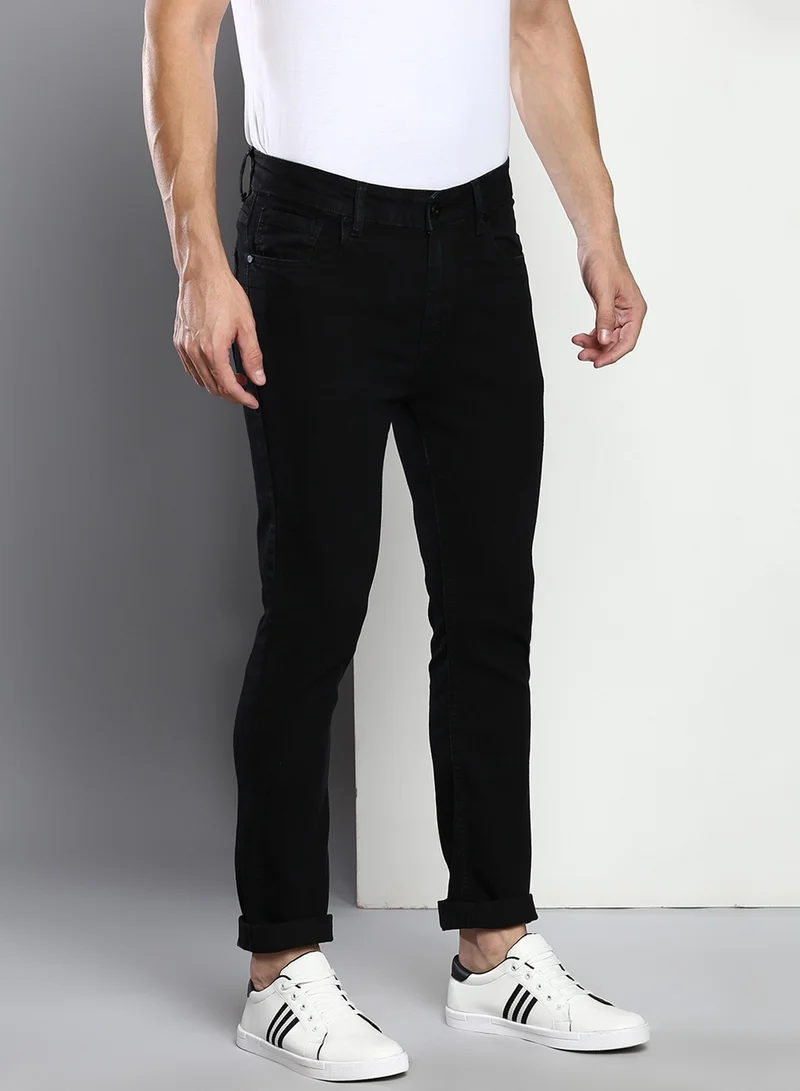 Dennis Lingo Men's Black Slim Fit Mid Rise Denim Jeans