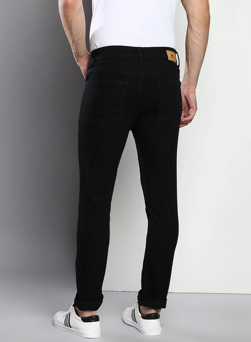 Dennis Lingo Men's Black Slim Fit Mid Rise Denim Jeans