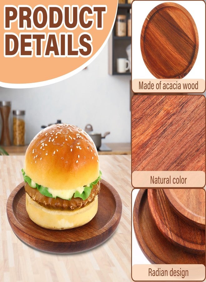 Gejoy 20 Set Acacia Wood Dinner Plates Round Wooden Charger Plates 6 Inch Serving Tray Lightweight, Unbreakable Natural Dinnerware Dishes for Steak, Snack, Dessert, Cake(Height 0.59 in) - Image 3