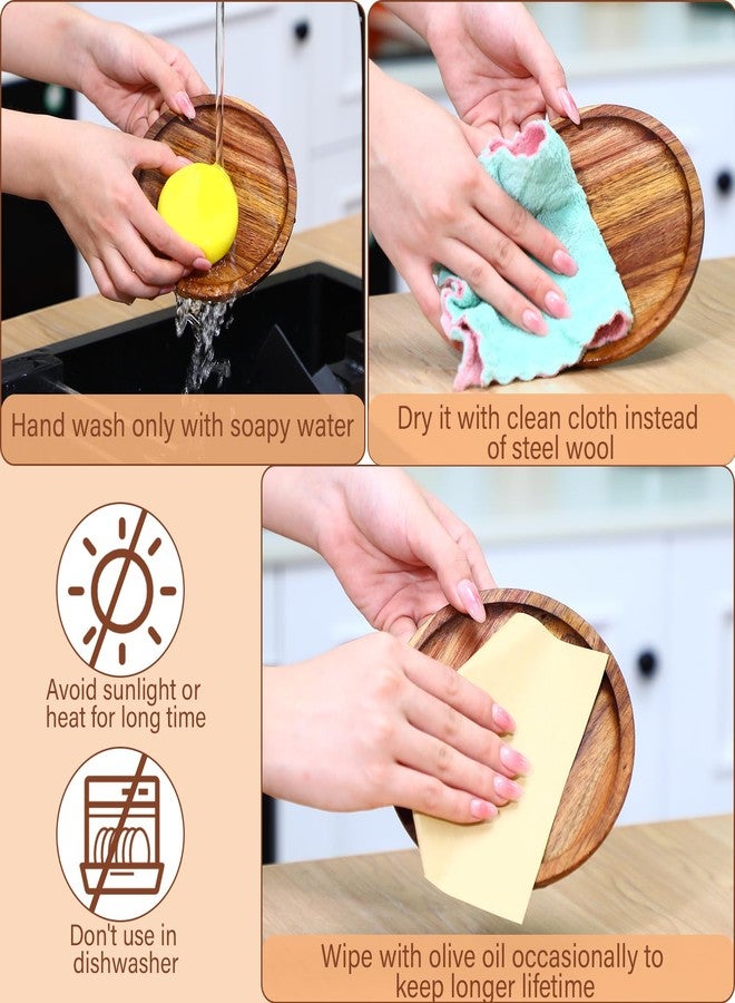 Gejoy 20 Set Acacia Wood Dinner Plates Round Wooden Charger Plates 6 Inch Serving Tray Lightweight, Unbreakable Natural Dinnerware Dishes for Steak, Snack, Dessert, Cake(Height 0.59 in) - Image 5