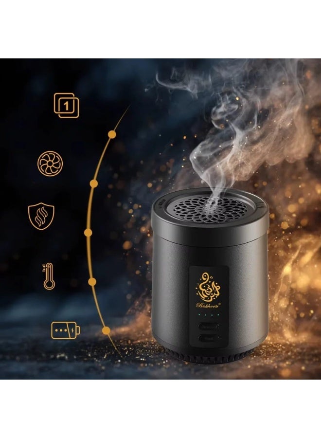 Bukhoon Portable Electric Oud & Bakhoor Incense Burner 2-in-1 Smart Arabic Mabkhara for Charcoal & Oud | Fast Heating, LED Indicator & USB Rechargeable – Premium Aromatherapy Diffuser for Home, Car, - Image 3