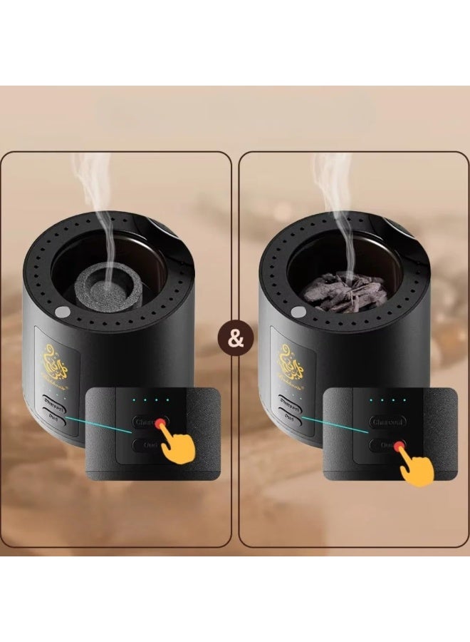 Bukhoon Portable Electric Oud & Bakhoor Incense Burner 2-in-1 Smart Arabic Mabkhara for Charcoal & Oud | Fast Heating, LED Indicator & USB Rechargeable – Premium Aromatherapy Diffuser for Home, Car, - Image 4