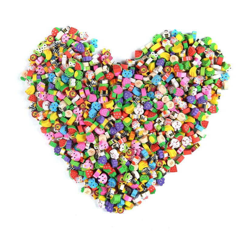 MGTECH 1000 Pieces Mini Animal Fruit Erasers for Kids Bulk Small Cute Pencil Erasers Assortment for Home School Work Rewards Party Favor and Gift Filling - Image 2