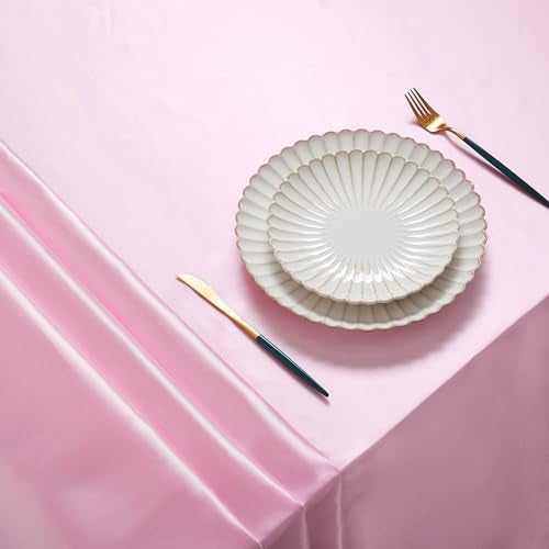 Counfeisly 1 Pack Square Satin Table Cover Silkly Soft Table Cloth, Satin Dining Table Cloths for Wedding Banquet Table Decoration, Dining Room, Indoor and Outdoor Use, 52 x 52 Inches, Pink - Image 3