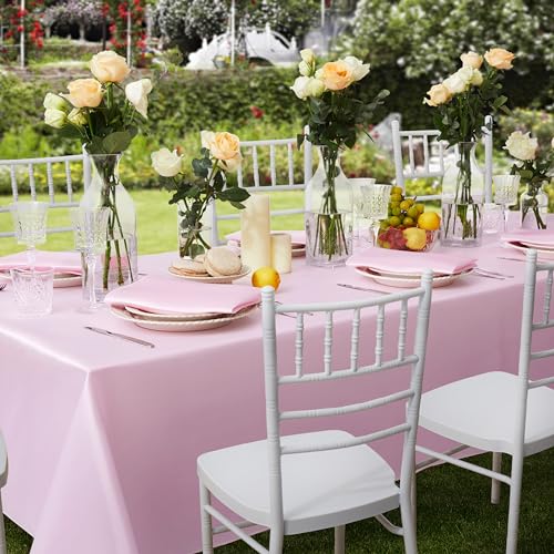 Counfeisly 1 Pack Square Satin Table Cover Silkly Soft Table Cloth, Satin Dining Table Cloths for Wedding Banquet Table Decoration, Dining Room, Indoor and Outdoor Use, 52 x 52 Inches, Pink - Image 4