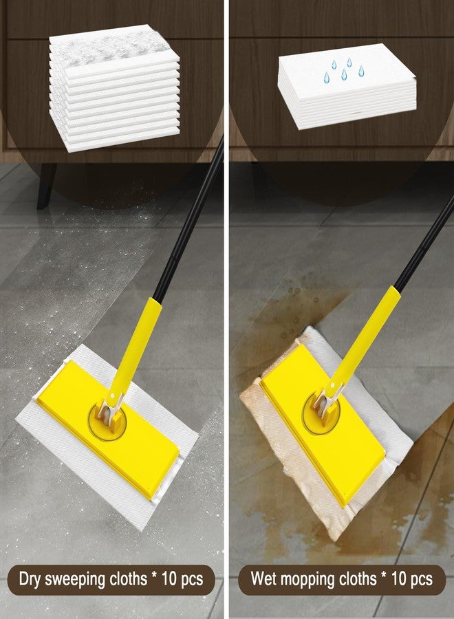NEWE Sweeper Mop, 2-in-1 Starter Kit for Swiffer 10 Dry Sweeping Cloths and 10 Wet Mopping Pads, Disposable Duster for Cleaning Wood Hardwood Floors Wall Kitchen Bathroom College Dorm - Image 4