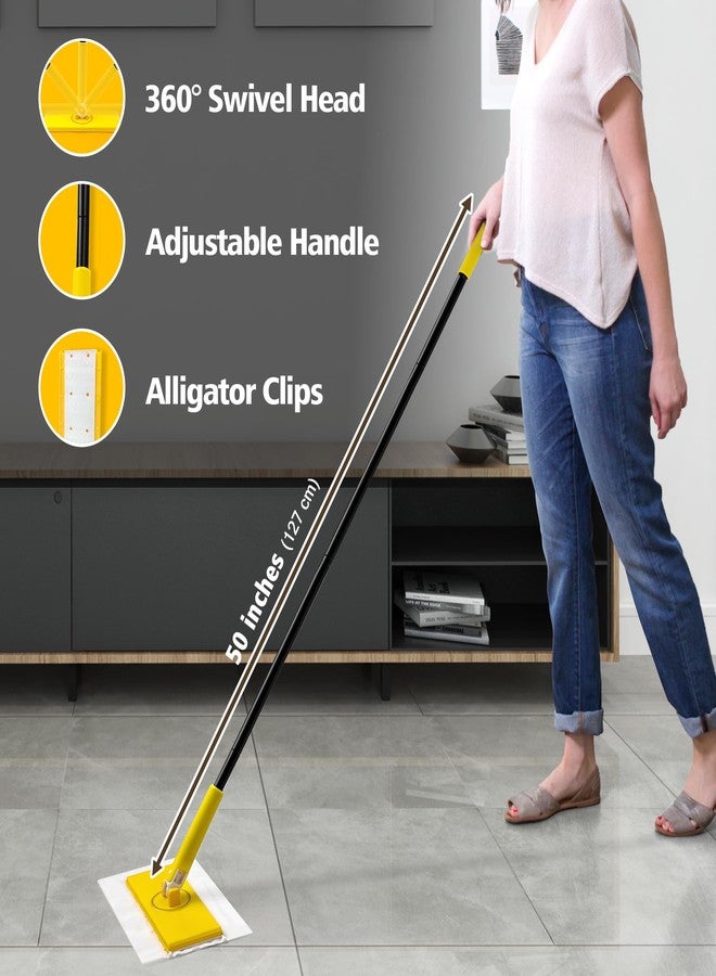 NEWE Sweeper Mop, 2-in-1 Starter Kit for Swiffer 10 Dry Sweeping Cloths and 10 Wet Mopping Pads, Disposable Duster for Cleaning Wood Hardwood Floors Wall Kitchen Bathroom College Dorm - Image 3
