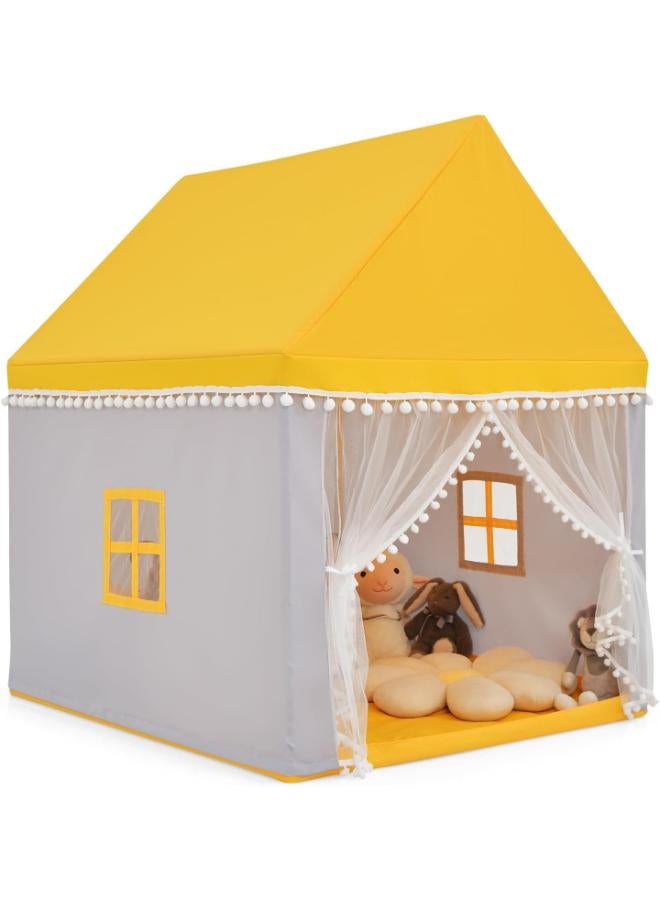 Children’s Play House Tent with Wooden Frame & Cotton Mat – 120×105×140 cm - Image 1