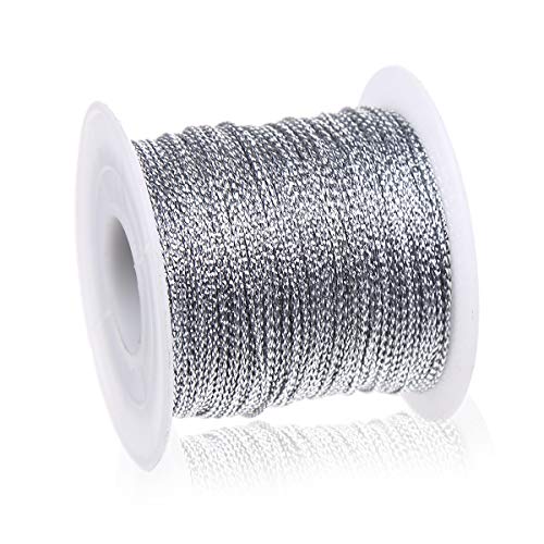 CCINEE 1mm Metallic Silver Cord String Non Stretch Thread for Jewelry Craft Making Hang Tags 100 Meters 109 Yards - Image 1