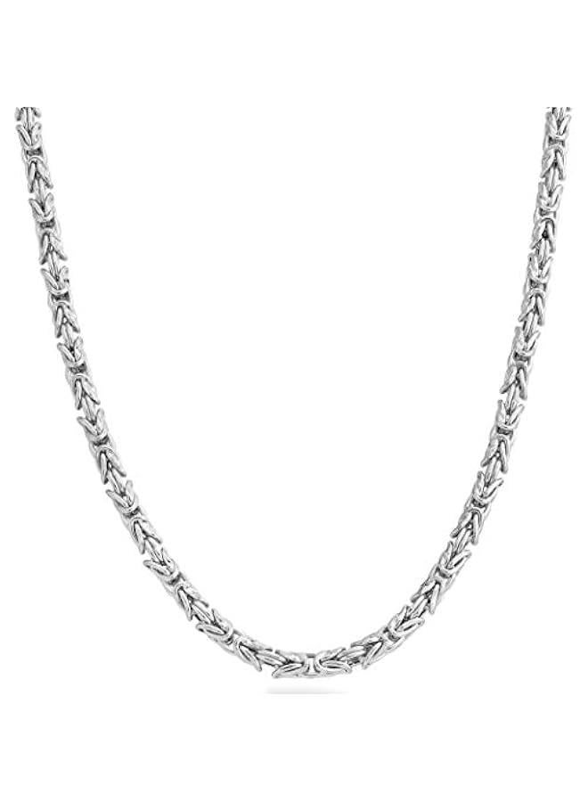 Arabest Italian 925 Sterling Silver 4.5mm Round Byzantine Link Chain Necklace for Women Men, Handmade in Italy - Image 1