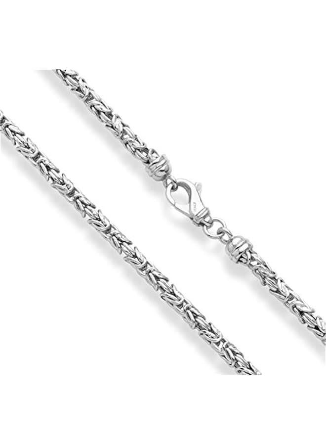Arabest Italian 925 Sterling Silver 4.5mm Round Byzantine Link Chain Necklace for Women Men, Handmade in Italy - Image 2