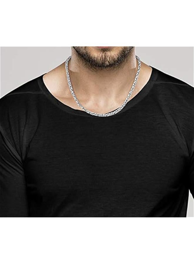 Arabest Italian 925 Sterling Silver 4.5mm Round Byzantine Link Chain Necklace for Women Men, Handmade in Italy - Image 3