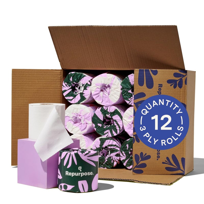 Repurpose 100 Bamboo Toilet Paper 3Ply TreeFree PlasticFree FSC Certified Septic Safe Fast Dissolving RVFriendly 12 Rolls 300 SheetsRoll No FragranceDyes
