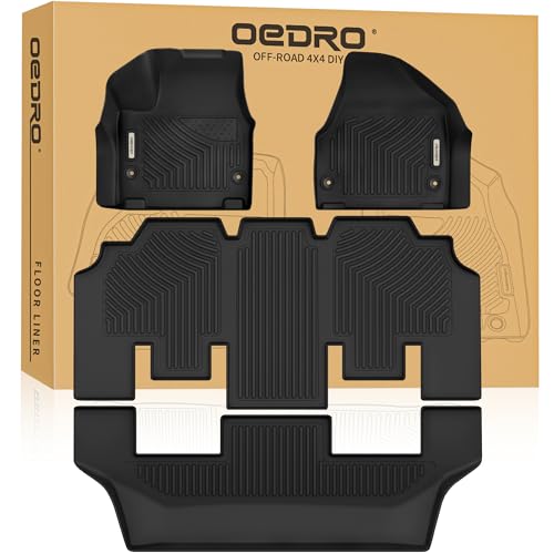 OEDRO Floor Mats for Chrysler Pacifica 20172025 No Hybrid Models Fit 7 and 8 Passenger Model 3D Custom AllWeather Protection Full Set TPE Floor Liners