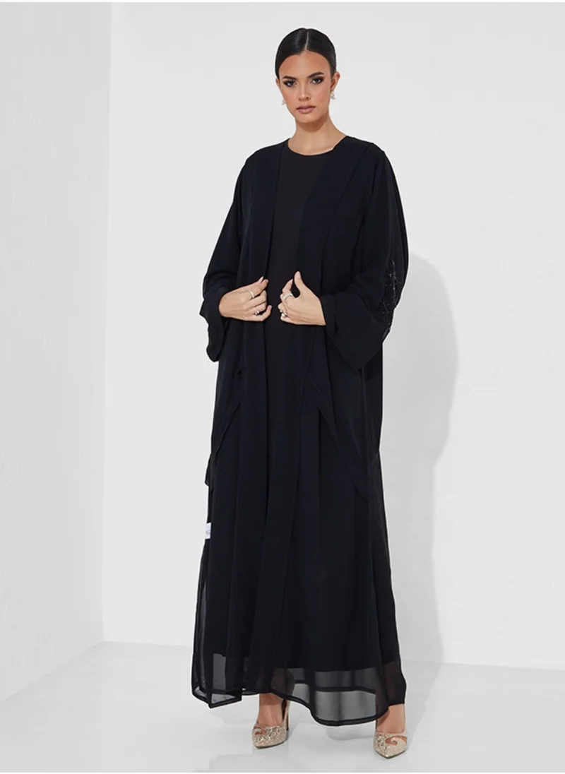 Rosette Abaya Black embroidered abaya