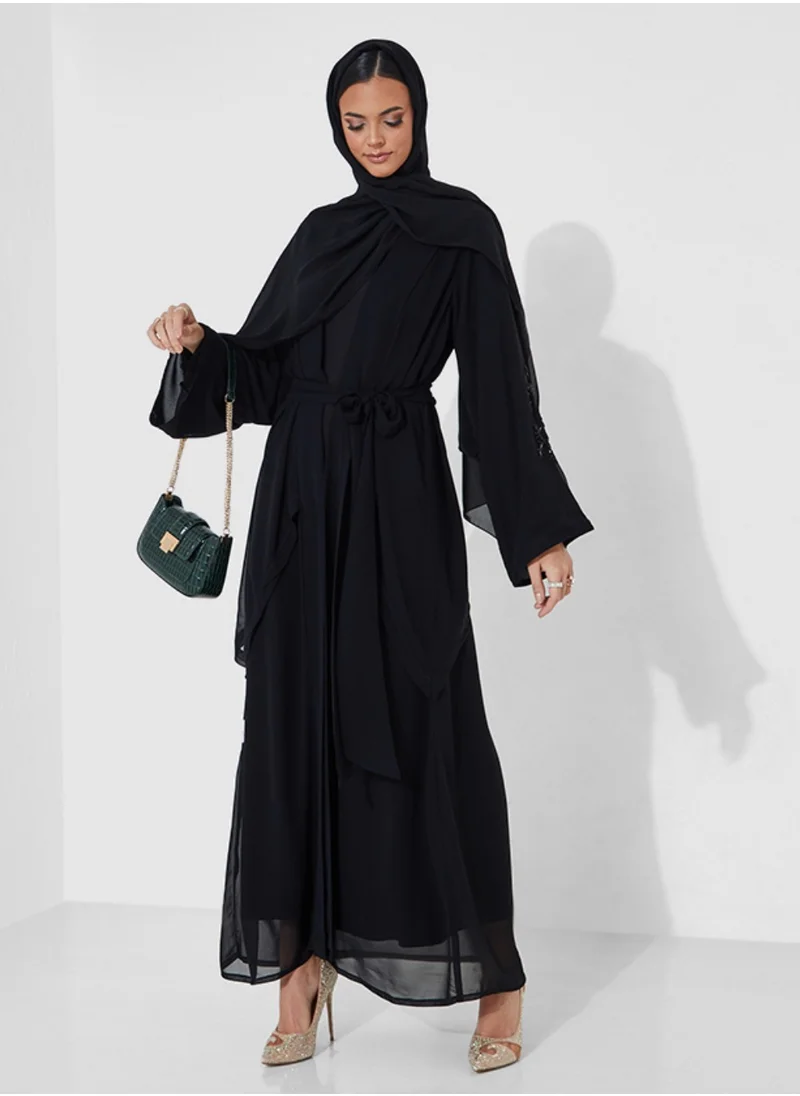 Rosette Abaya Black embroidered abaya