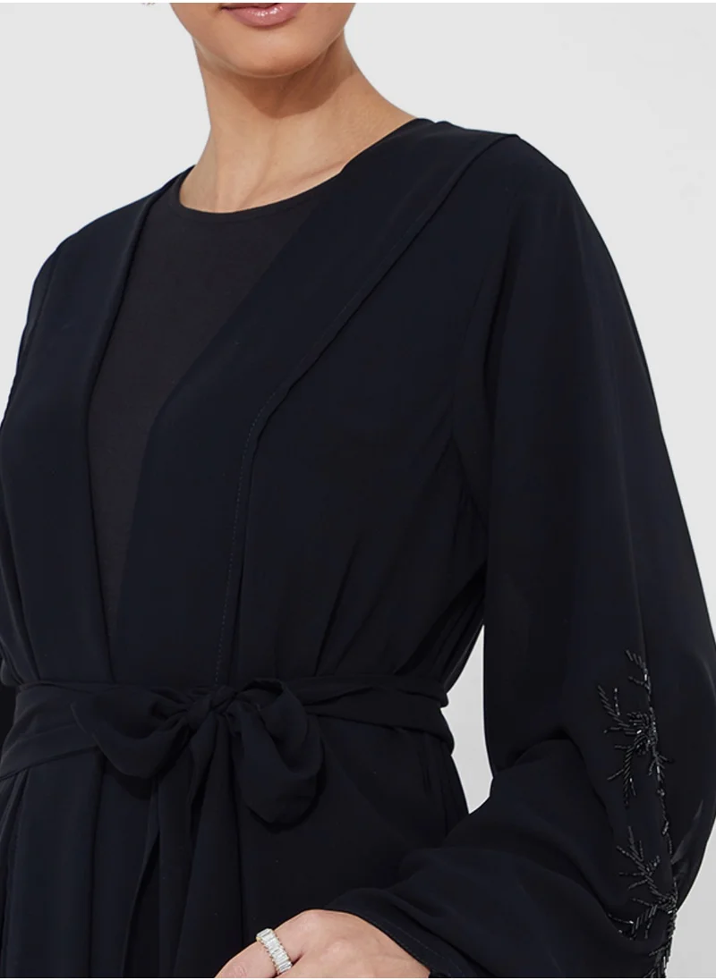 Rosette Abaya Black embroidered abaya