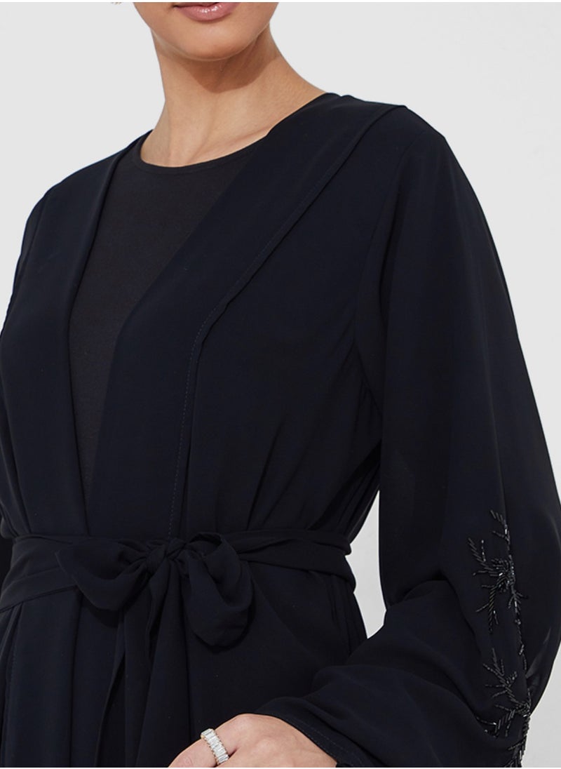 Rosette Abaya - Black embroidered abaya - Image 1