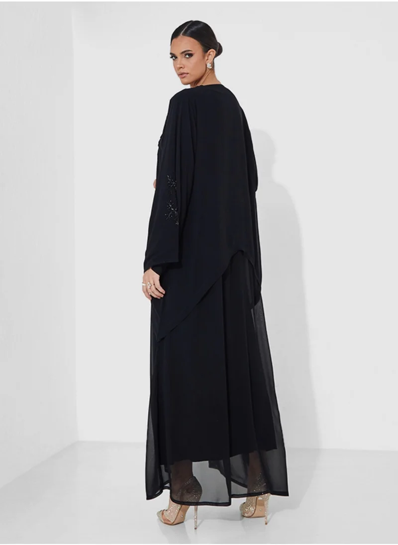 Rosette Abaya Black embroidered abaya