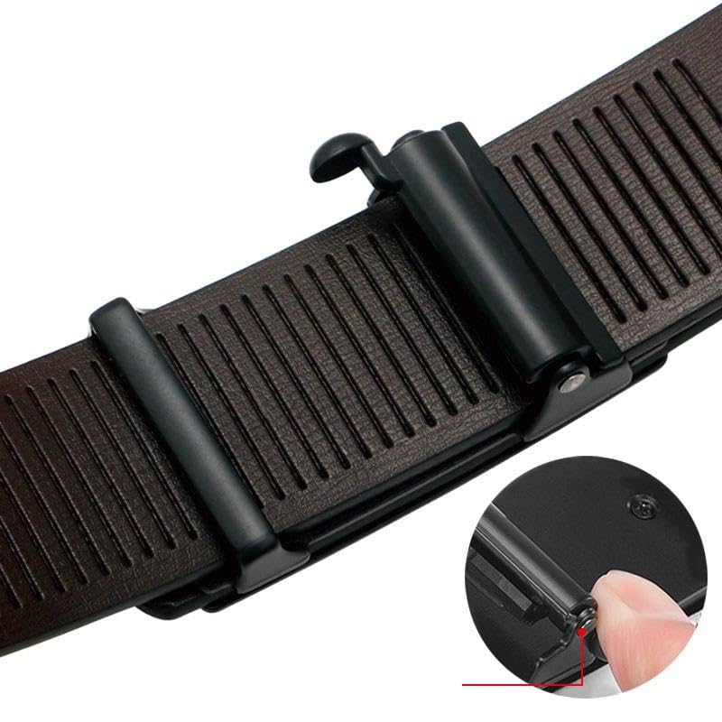 WildHorn Men's Genuine Leather Ratchet Belt for Men| Premium Auto-Lock Buckle | Adjustable up to 48” | Formal & Casual Wear | Micro-Adjust Fit | Stylish Gift Box Included (BLACK) - Image 4