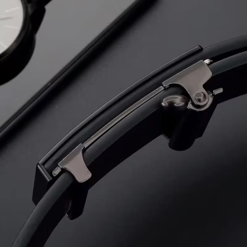 WildHorn Men's Genuine Leather Ratchet Belt for Men| Premium Auto-Lock Buckle | Adjustable up to 48” | Formal & Casual Wear | Micro-Adjust Fit | Stylish Gift Box Included (BLACK) - Image 3