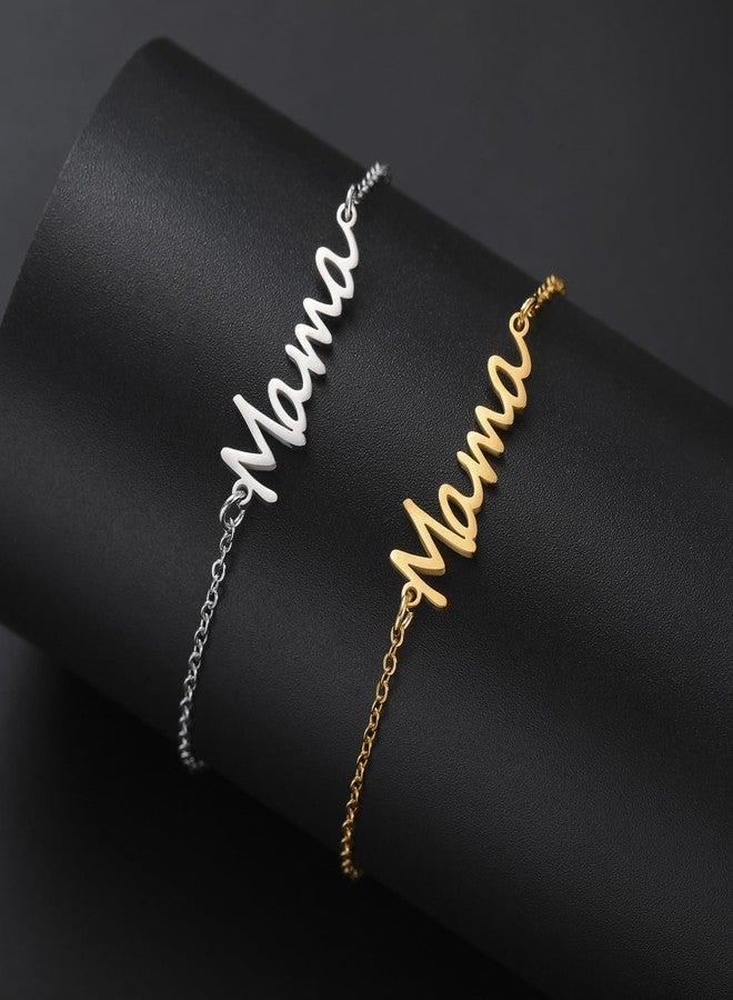 TEAMER Dainty Mama Bracelet Stainless Steel Adjustable Mama Bracelet Meaningful Present For Mother's Day New Mom (Silver) - Image 4