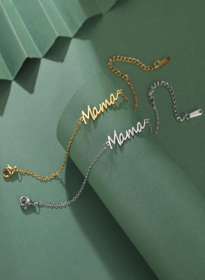 TEAMER Dainty Mama Bracelet Stainless Steel Adjustable Mama Bracelet Meaningful Present For Mother's Day New Mom (Silver) - Image 3