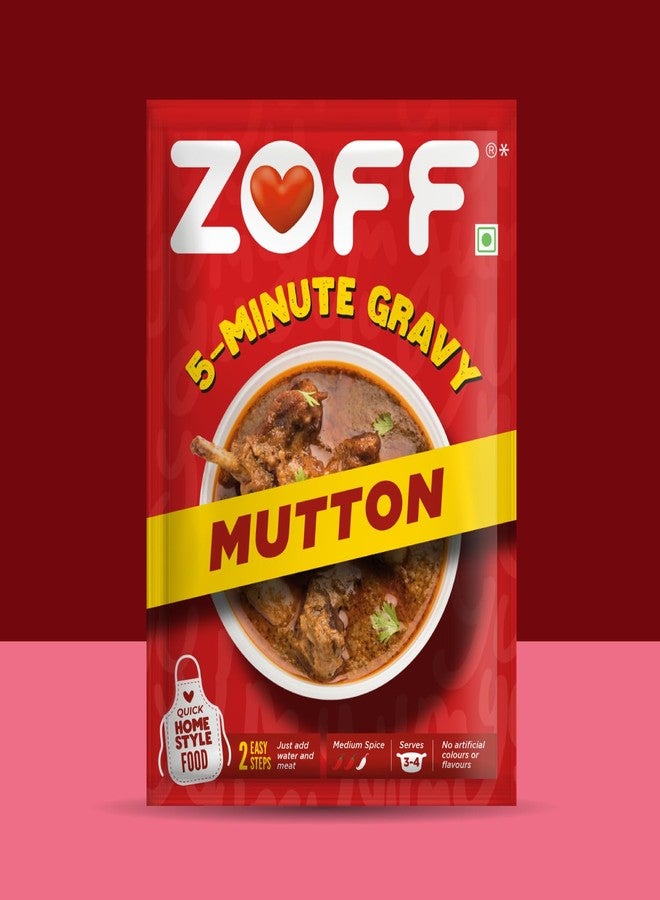 ZOFF 5-Minute Mutton Masala Gravy Mix - Quick & Easy Indian Curry for Travel & Home - Authentic Homestyle Flavor - Perfect with Rice, Roti, or Bread – 90g - Image 1