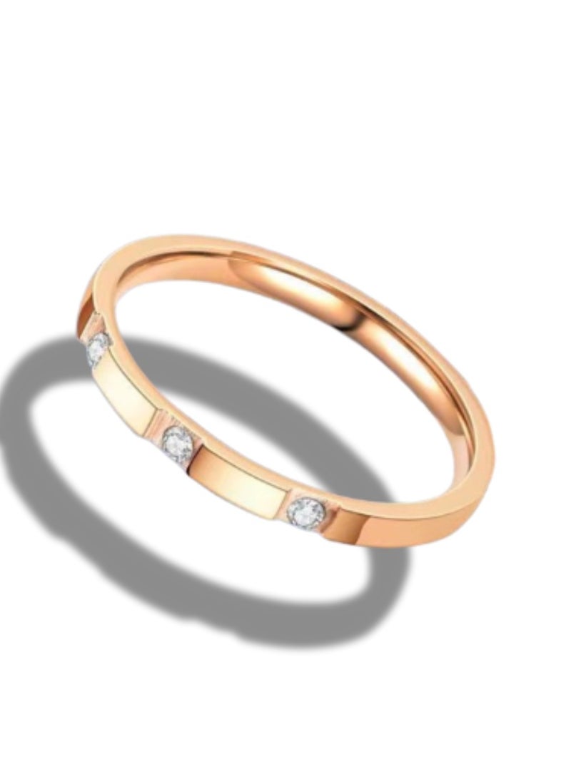 Soko Mesh Rose Gold Ring With Three Diamonds - Exquisite Women's Jewelry, Wedding Band, Luxury Fashion Accessory  - Image 1