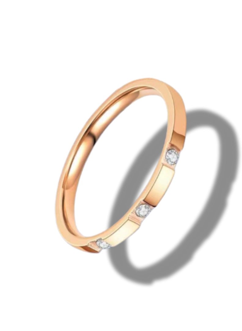 Soko Mesh Rose Gold Ring With Three Diamonds - Exquisite Women's Jewelry, Wedding Band, Luxury Fashion Accessory  - Image 4