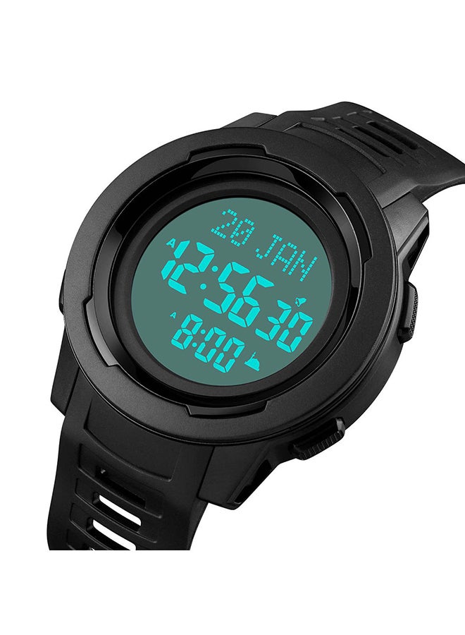 Men's Japan Digital Muslim Azan Qibla Clock Hijri Calendar Islamic Al Harameen Fajr Time WristWatch 9271BKWT - Image 4