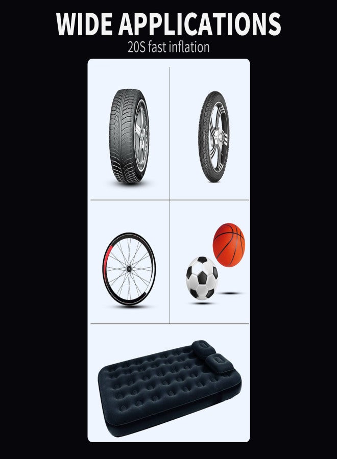 مضخة هواء ذكية محمولة، ضاغط هواء للسيارة، منفاخ إطارات، مضخة هواء لإطارات السيارات والدراجات النارية، منفاخ إطارات كهربائي، مضخة إطارات للسيارات والدراجات النارية، سلكي/لاسلكي - Image 2