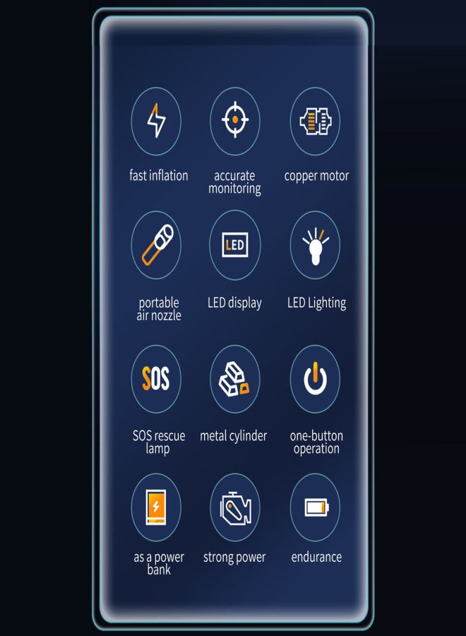 مضخة هواء ذكية محمولة، ضاغط هواء للسيارة، منفاخ إطارات، مضخة هواء لإطارات السيارات والدراجات النارية، منفاخ إطارات كهربائي، مضخة إطارات للسيارات والدراجات النارية، سلكي/لاسلكي - Image 5
