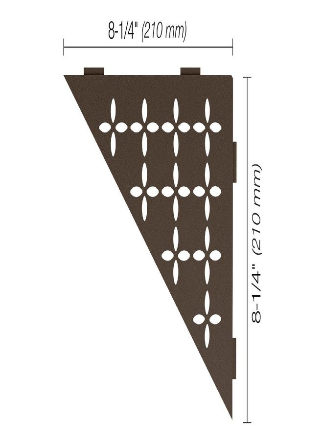 Schluter Triangular Corner Shelf for Tiled Walls - Floral Design, Aluminum Material, Bronze Finish, 3/32" Thick Anchoring Tabs - SES1D5TSOB - Image 2