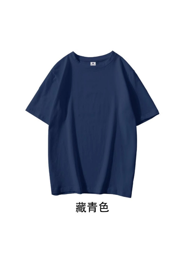 Combed Compact Siro-Spun Pure Cotton Short-Sleeved T-Shirt Solid Color Crew Neck Loose Version Men'S And Women'S Jacket To Figure Production - Image 4