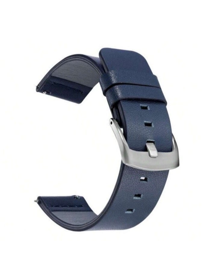 Dark Navy Blue Leather Watch Band 22mm Easy to Install and Removable for an Attractive Look and comfortable