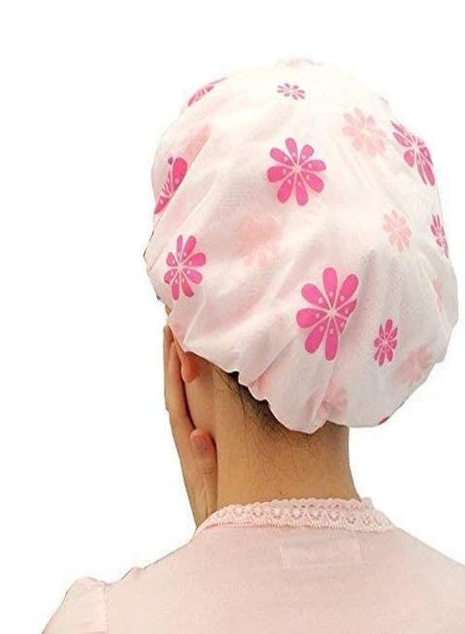 Talora Women Plastic Hats Reusable Bath Shower Caps Hair Double Waterproof Bathing Cap Multicolor (Free_Size) (Pack of 3) - Image 4