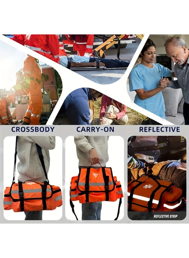 Orange Large Capacity Emergency First Aid Kit Durable Polyester Shoulder Bag for Camping Hiking Medical Emergencies - Image 5