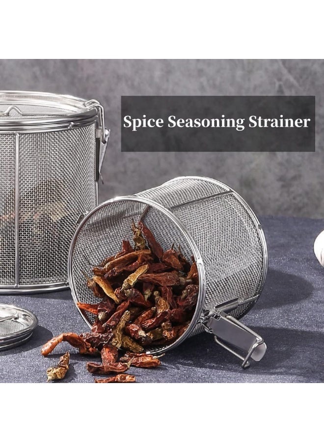 Spice Seasoning Strainer, Large Capacity Stainless Steel Extra Fine Mesh Tea Ball Tea Infuser Strainer with Extended Chain Hook for Brew Loose Leaf Tea and Spices & Seasonings, 5.52 x 3.94 inch - Image 5