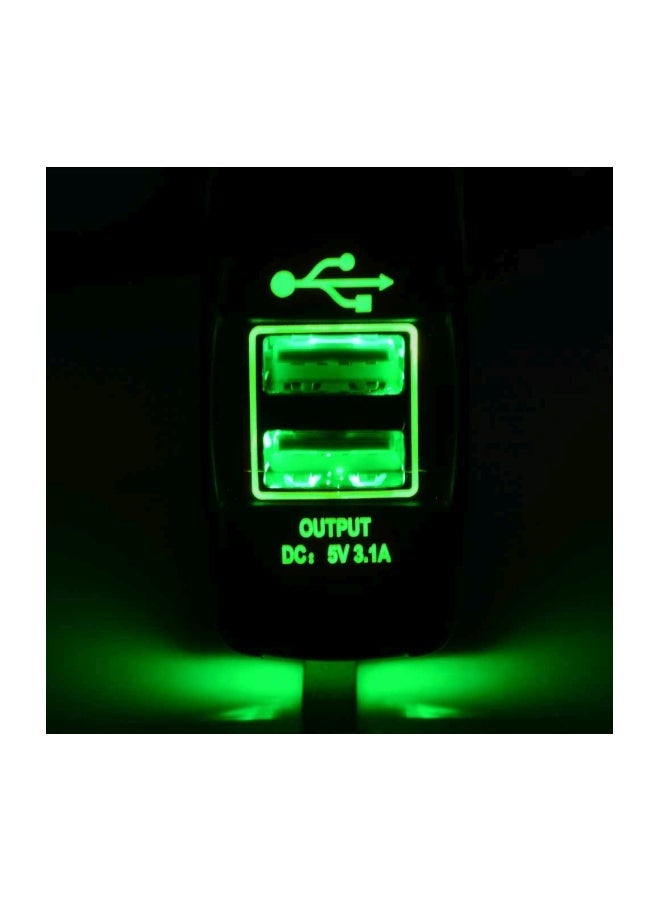 MUNTAQI Multi-Functional Dual USB Car Charger Black/Green - Image 5