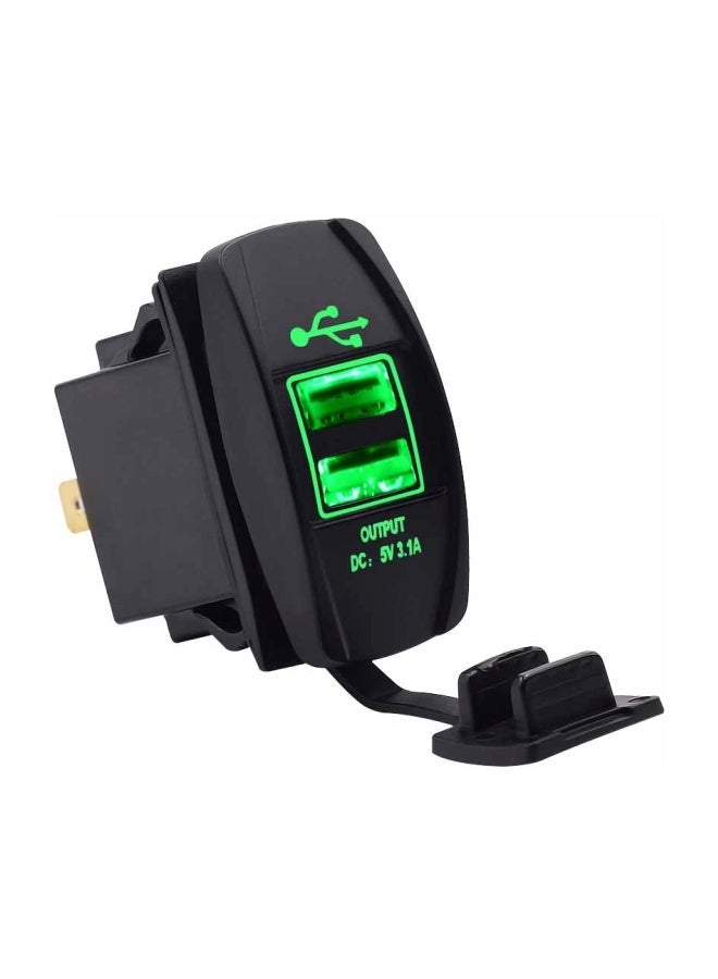MUNTAQI Multi-Functional Dual USB Car Charger Black/Green - Image 1