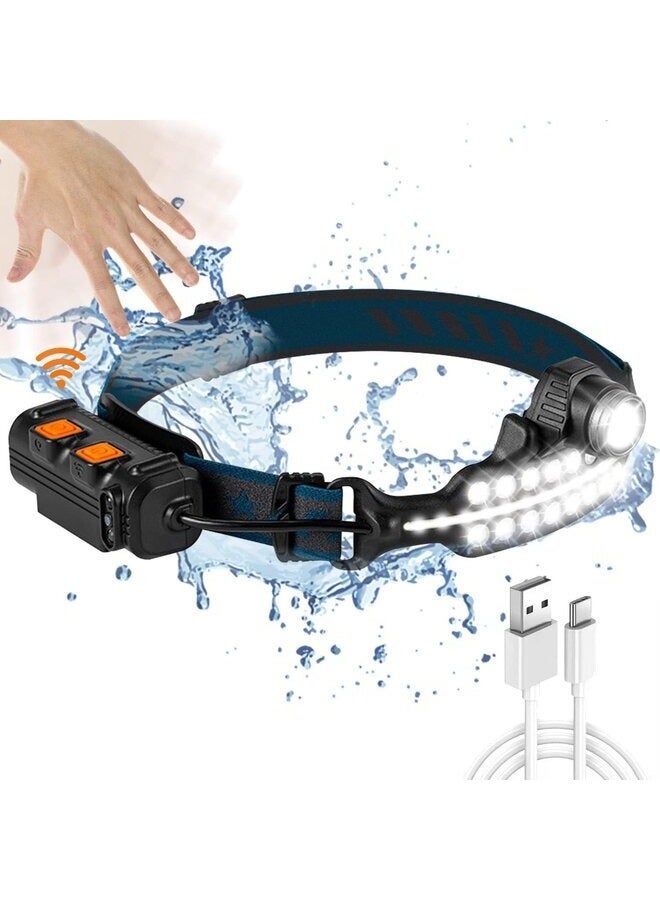 Rechargeable Headlamp,Super Bright Head Lamp with Red Light & Motion Sensor, 7 Modes Waterproof Hard Hat LED Headlamp for Adults, 230° Wide Beam Headlamps for Outdoor,Running,Hunting,Hiking  - Image 1