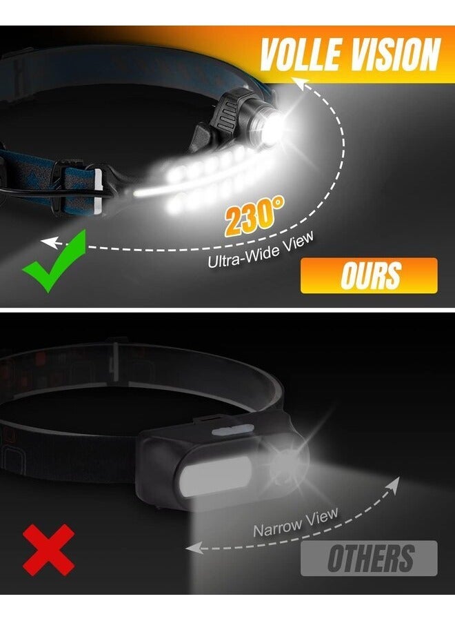 Rechargeable Headlamp,Super Bright Head Lamp with Red Light & Motion Sensor, 7 Modes Waterproof Hard Hat LED Headlamp for Adults, 230° Wide Beam Headlamps for Outdoor,Running,Hunting,Hiking  - Image 3